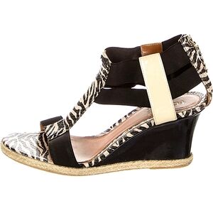 Carioca Zebra Print Leather Wedge Sandal Beach Luxury Party Spring Summer Travel